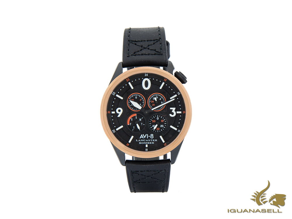 AVI-8 Lancaster Bomber Sugar´s Blue Cocktip Calendar Quartz Watch, AV-4050-05