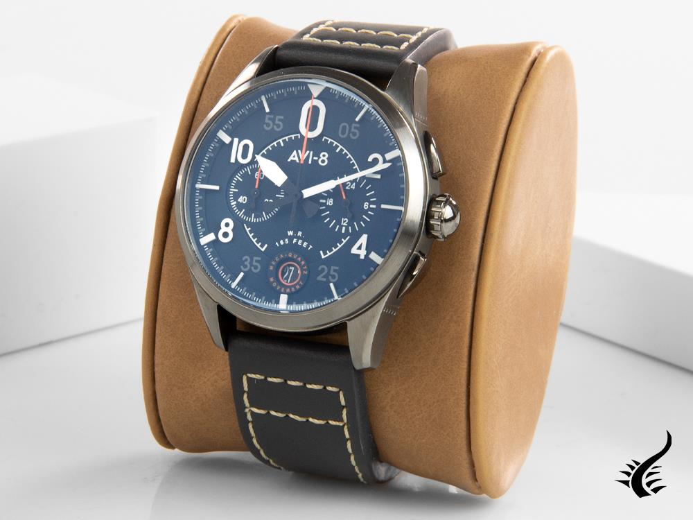 Montre chronographe à quartz bleu AVI-8 Spitfire Lock, 42 mm, AV-4089-04