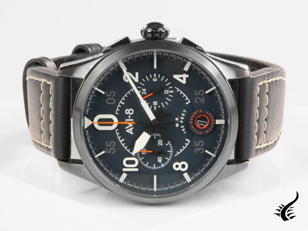 Montre chronographe à quartz bleu AVI-8 Spitfire Lock, 42 mm, AV-4089-04