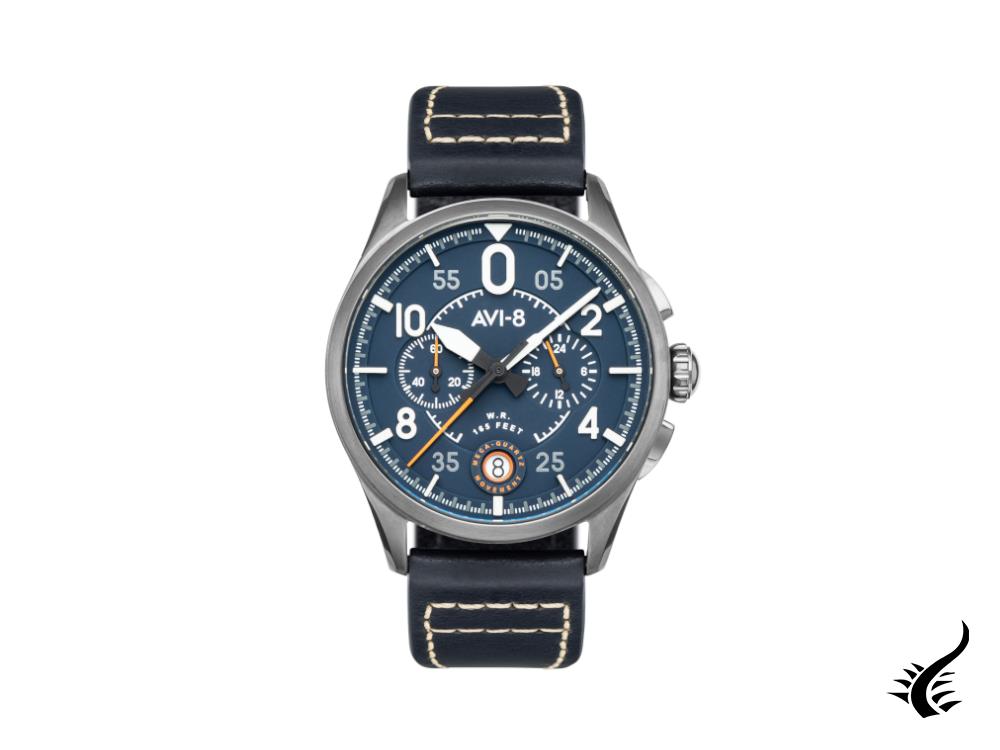 Montre chronographe à quartz bleu AVI-8 Spitfire Lock, 42 mm, AV-4089-04