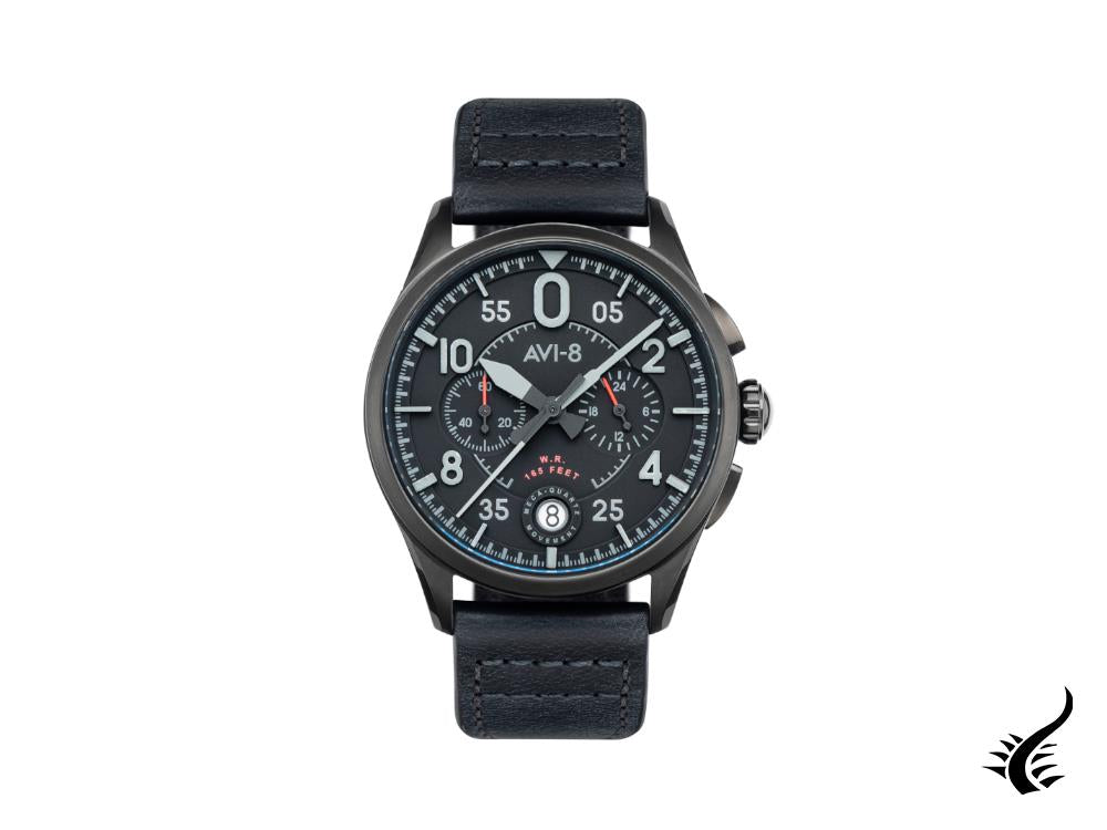 AVI-8 Spitfire Lock Chronograph Slate Black Quartz Watch, 42 mm, AV-4089-03