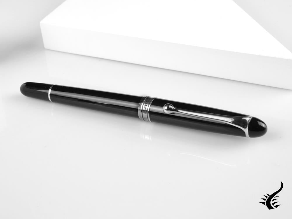 Aurora 88 Small Fountain Pen, Black Resin, Chrome trim, 810C