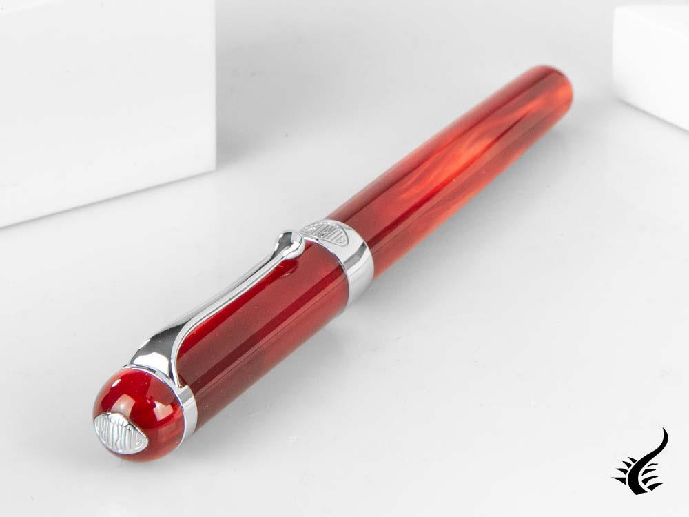Aurora Alpha Fountain Pen, Resin, Red, Chrome Trim, H11CR