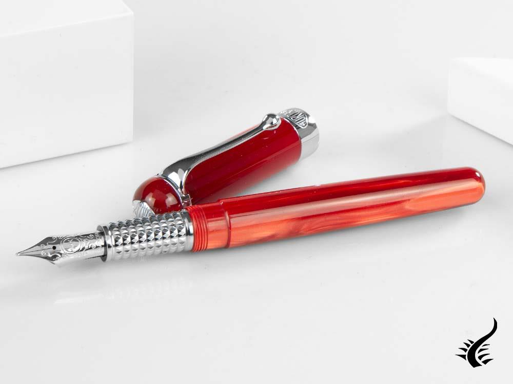 Aurora Alpha Fountain Pen, Resin, Red, Chrome Trim, H11CR