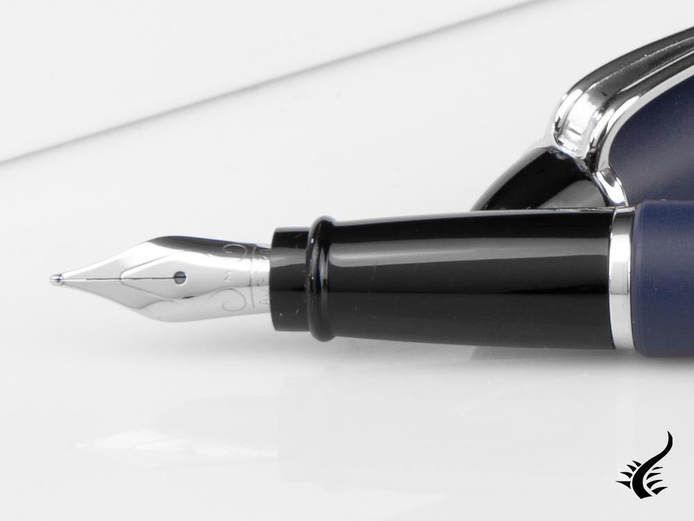 Aurora Fountain Pen Ipsilon Satin - Blue Resin and Chrome - B10B