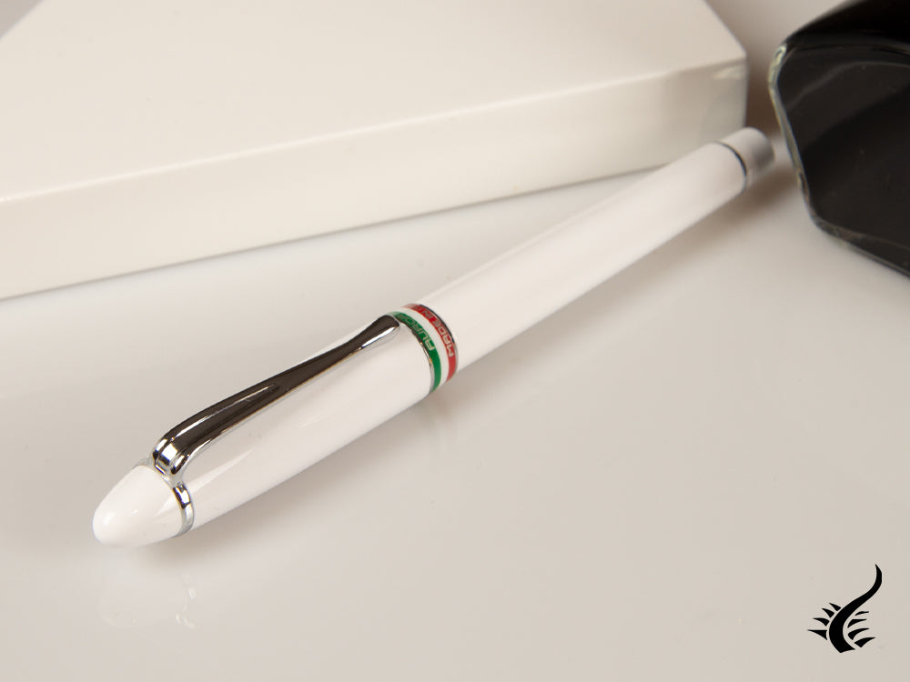 Aurora Ipsilon Italia Fountain Pen, Resin, White, Chrome trim, B17-W