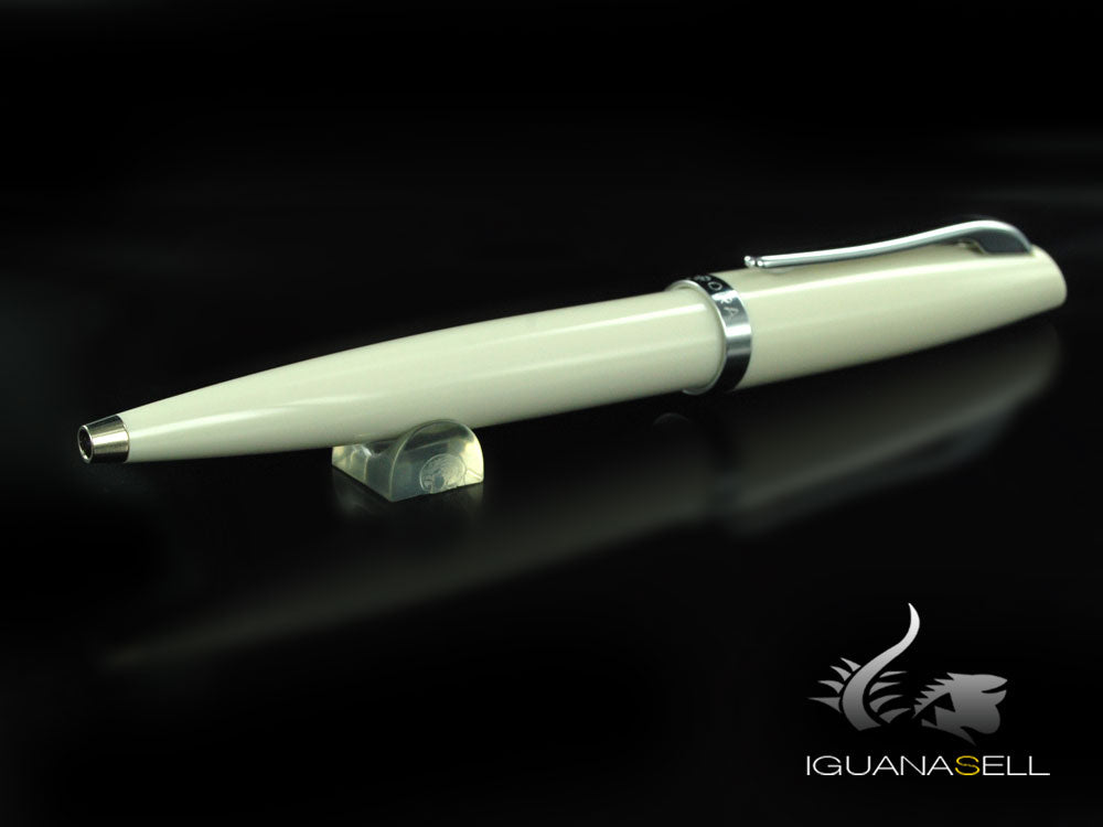 Aurora Style Ballpoint Pen - White Resin and Chromed Trims - E32CW