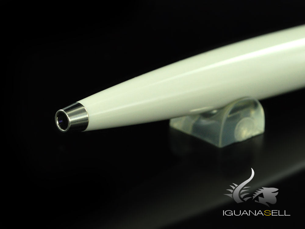 Aurora Style Ballpoint Pen - White Resin and Chromed Trims - E32CW