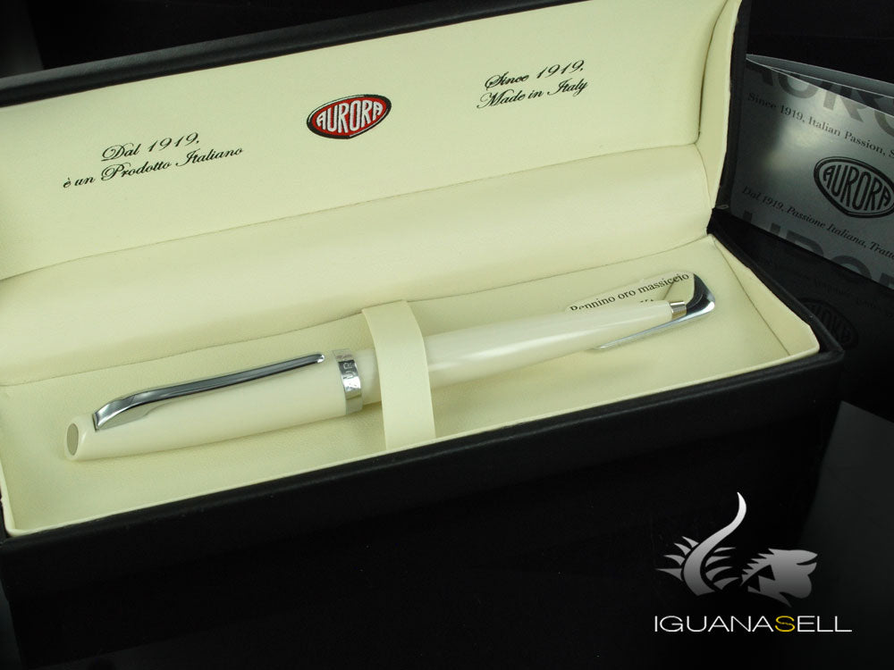 Aurora Style Ballpoint Pen - White Resin and Chromed Trims - E32CW