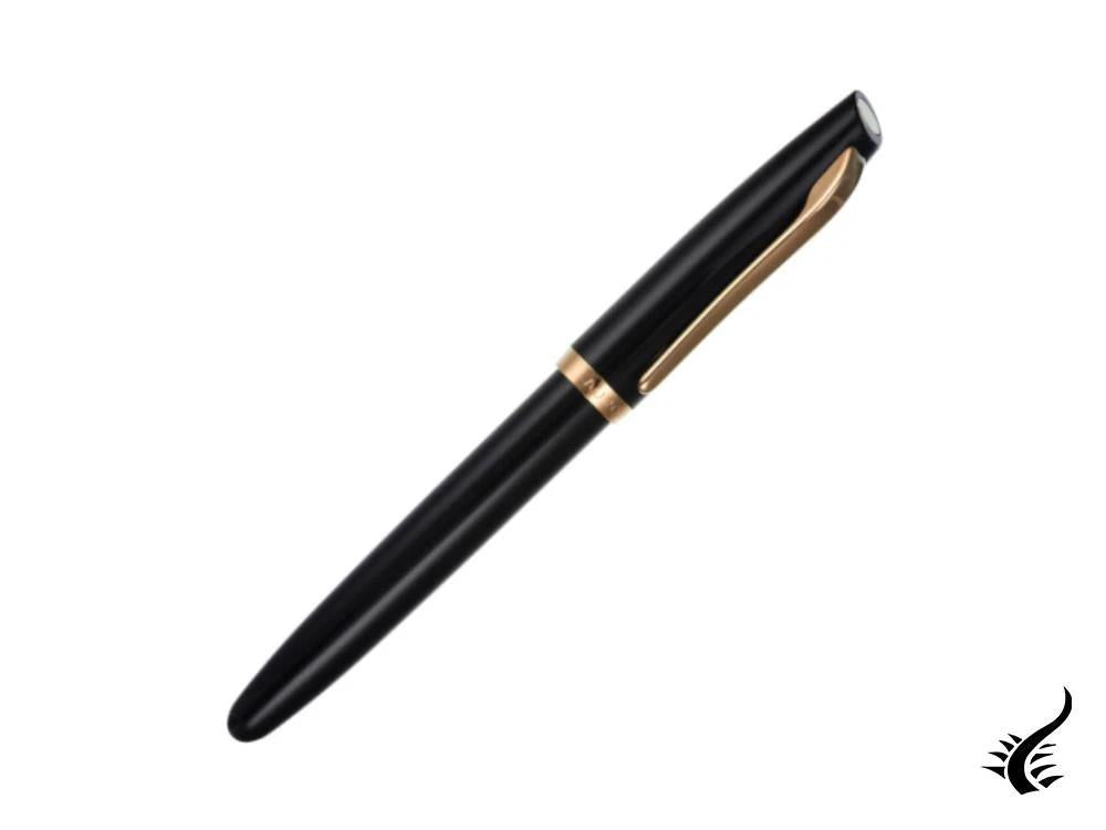 Aurora Style Fountain Pen - Black and Gold-Plated - E12DN