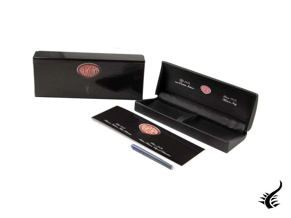 Aurora TU Full Metal Black Fountain Pen, Ruthenium trim, Black, T10-RN