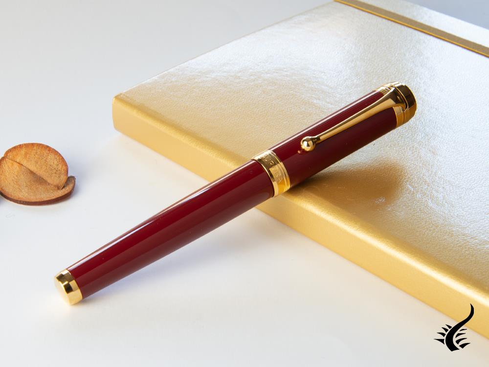 Aurora Talentum Big Fountain Pen, Resin, Gold plated, Burgundy, D12X