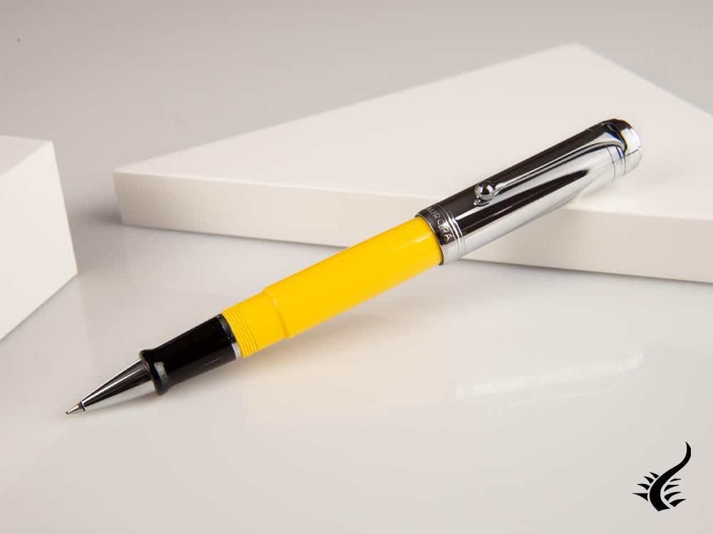 Aurora Talentum Big Rollerball pen, Resin, Yellow, Chrome Trim, D71CY