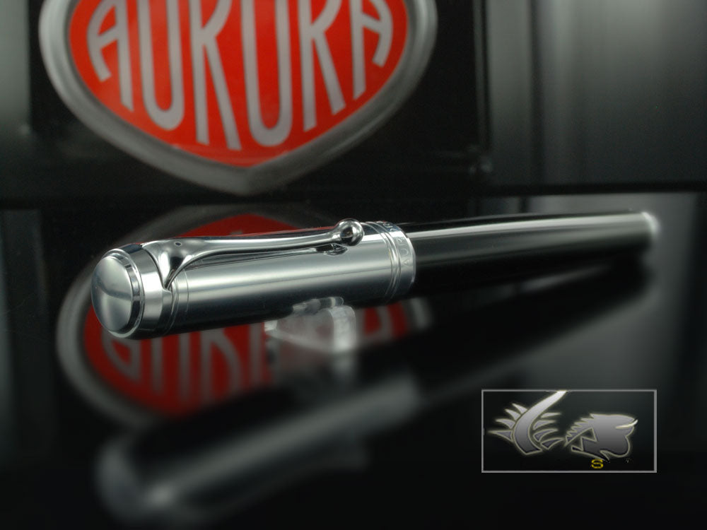 Stylo plume Aurora Talentum Big, résine, finition chromée, noir, D11C