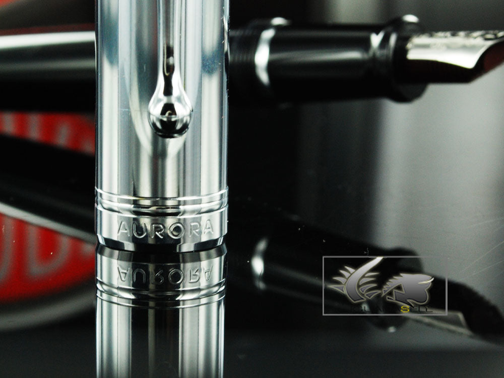 Stylo plume Aurora Talentum Big, résine, finition chromée, noir, D11C