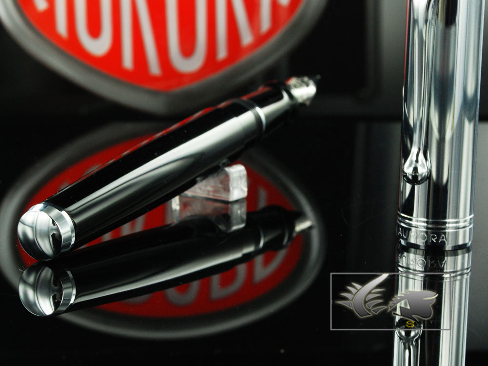 Stylo plume Aurora Talentum Big, résine, finition chromée, noir, D11C