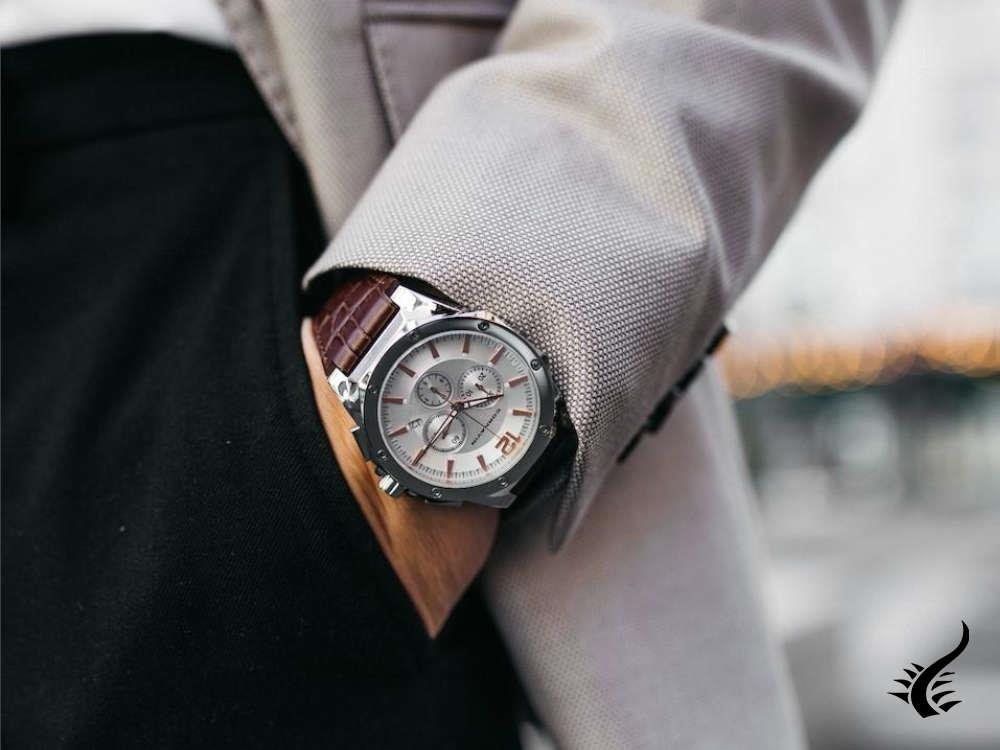 Montre à quartz Cornavin Downtown, chronographe, 44 mm, blanc, CO2010-2027