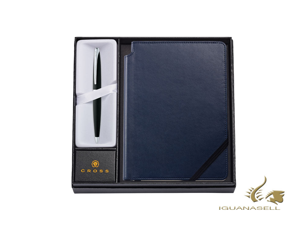 Cross ATX Black Basalt Ballpoint pen & Blue Notebook Set, Mat, 882-3/2M