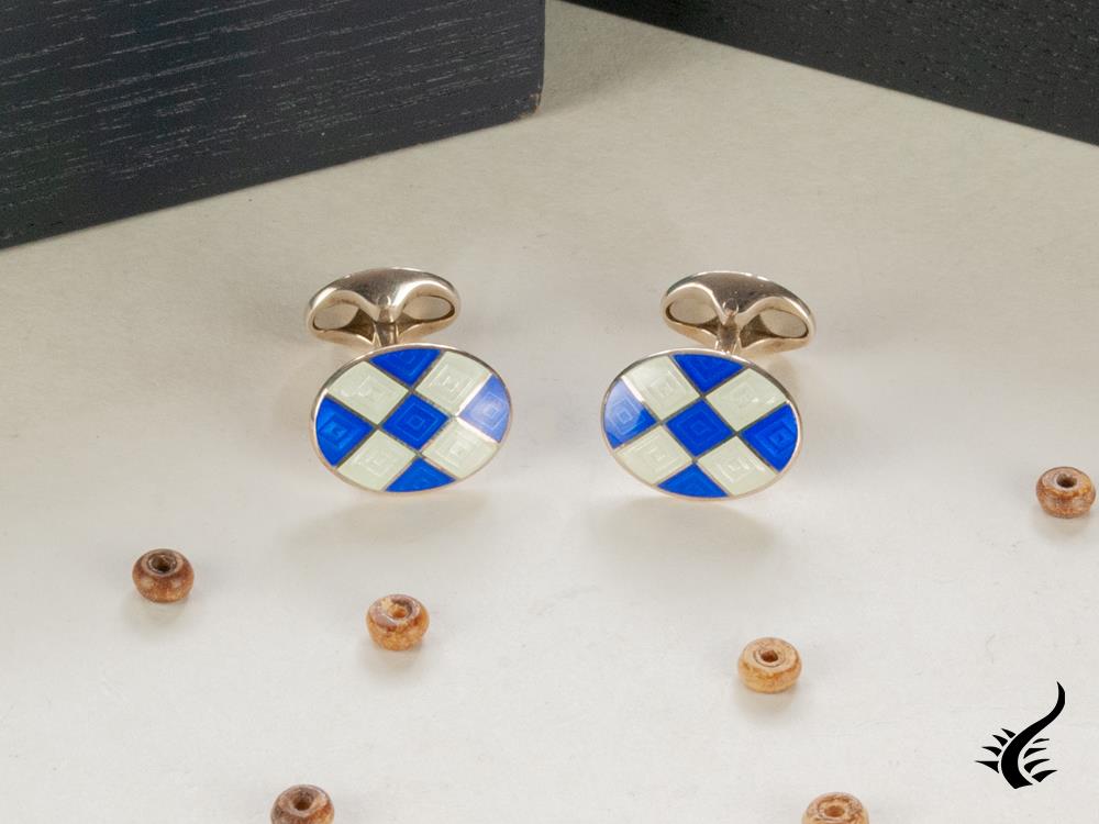 Boutons de manchette à motifs bleu royal et transparents Deakin & Francis, C0213S0216