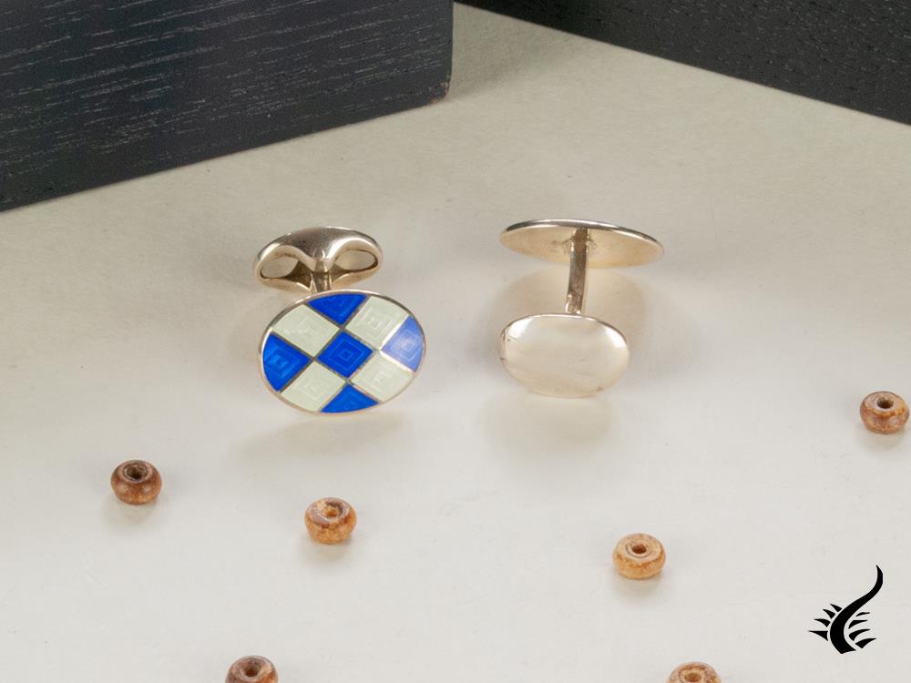 Boutons de manchette à motifs bleu royal et transparents Deakin & Francis, C0213S0216