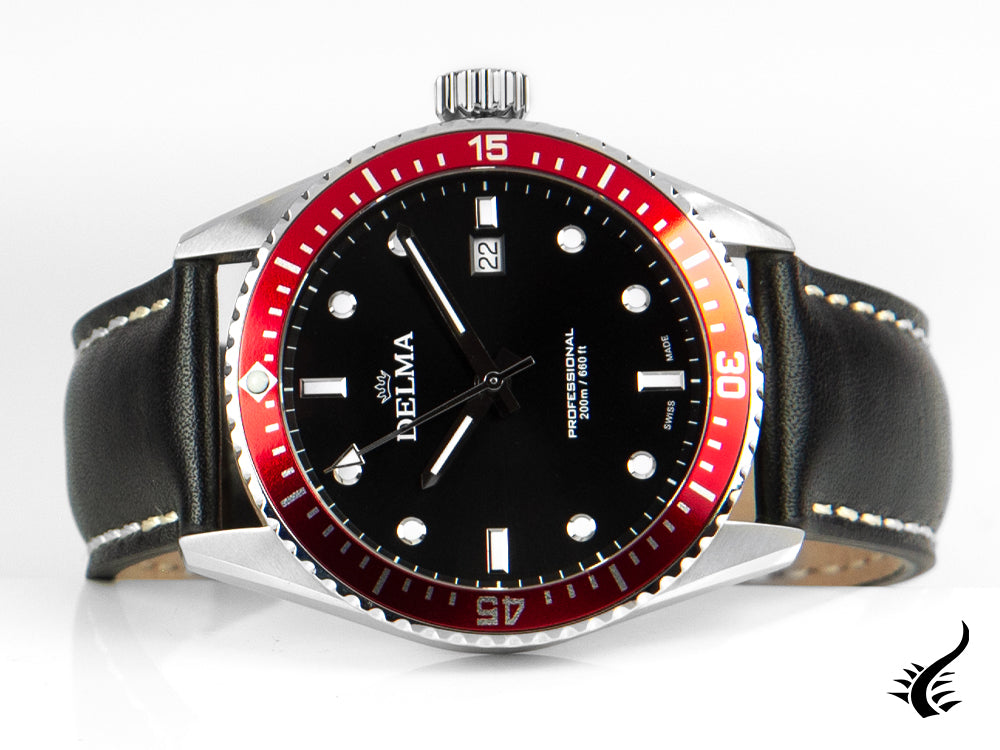 Delma Diver Cayman Quartz Watch, Black, 42 mm, 20 atm, 41601.708.6.036