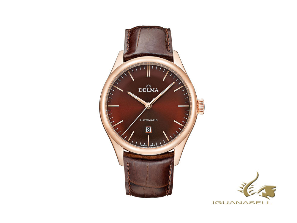 Delma Dress Heritage Automatic Watch, Brown, 43 mm, Leather, 43601.688.6.101