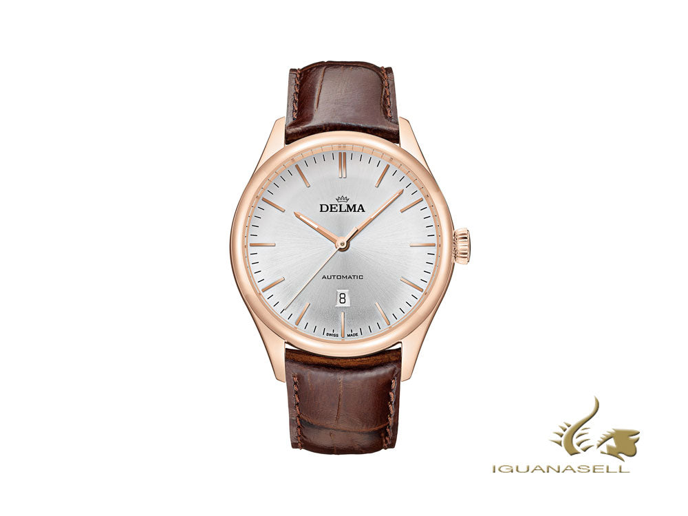 Delma Dress Heritage Automatic Watch, Silver, 43 mm, Leather, 43601.688.6.061
