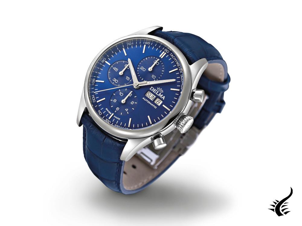 Delma Heritage Chronograph Automatic Watch, Blue, 43 mm, 41601.728.6.041