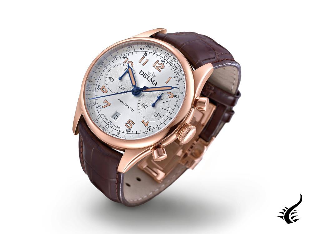 Delma Heritage Chronograph Automatic Watch, Silver, 43 mm, L.E., 43601.730.6.062