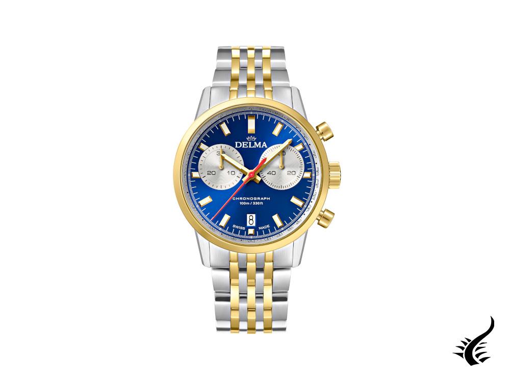 Montre à quartz Continental Delma Racing, Ronda Z50, bleu, 42 mm, 52701.704.6.041