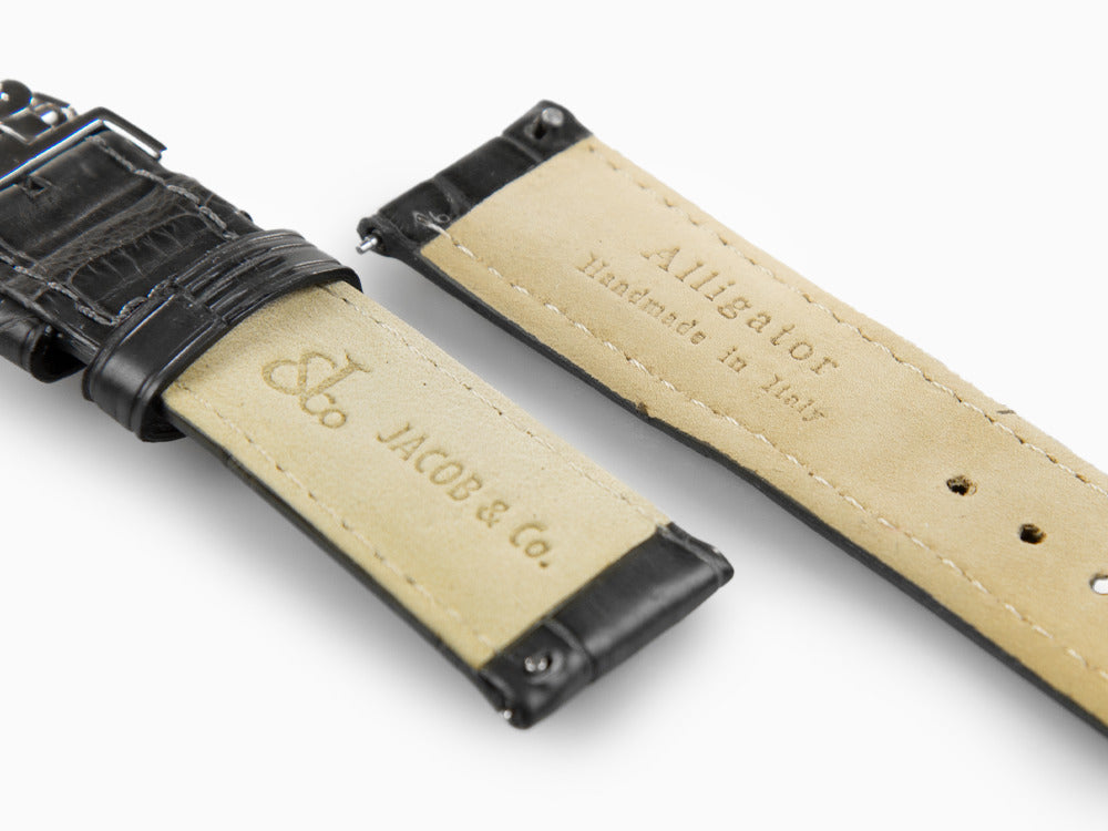 Jacob & Co, Bracelet en cuir, gris, 20 mm, boucle, AG20