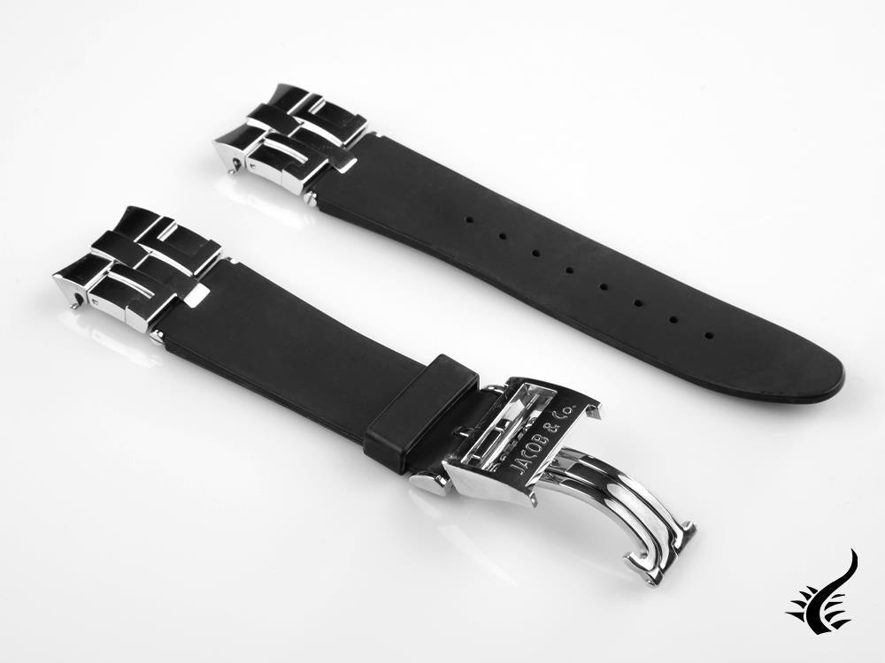 Jacob & Co, Caoutchouc, Noir, Boucle, 22 mm, RBK22
