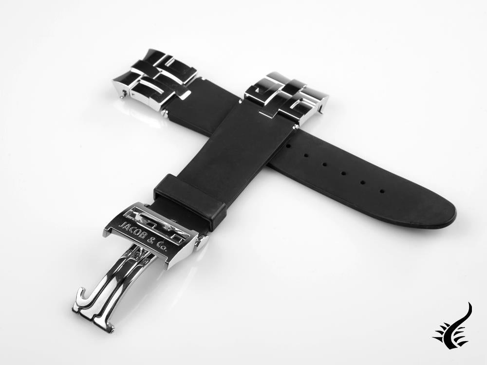 Jacob & Co, Caoutchouc, Noir, Boucle, 22 mm, RBK22