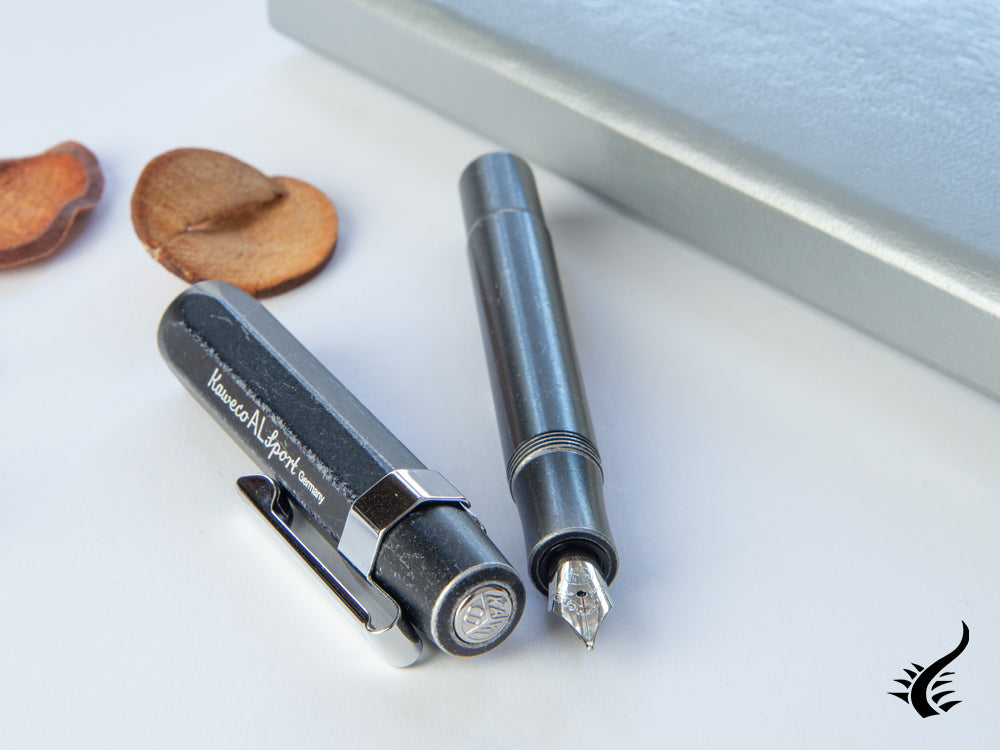 Kaweco AL Sport Stonewashed Fountain Pen, Aluminum, Black, Octagonal
