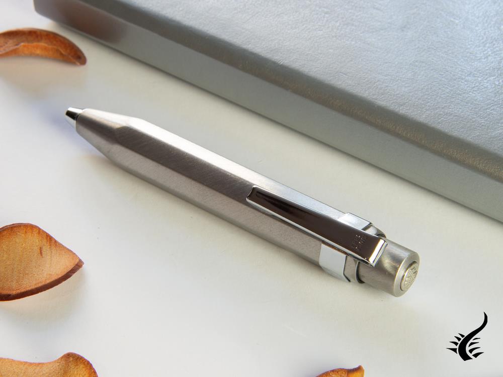 Stylo à bille Kaweco STEEL Sport, Acier inoxydable, Argent, Octogonal, Mat
