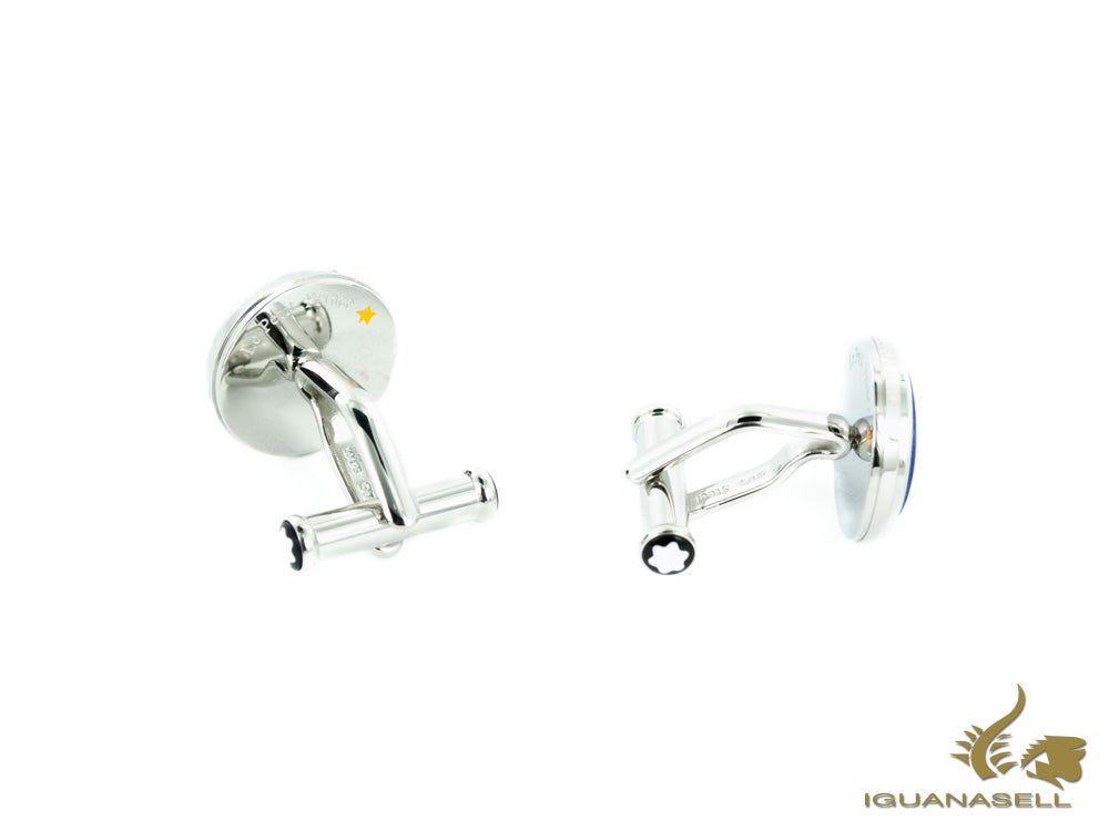 Montblanc Le Petit Prince Cufflinks, Steel, Crystal, Polished, Blue, 118594