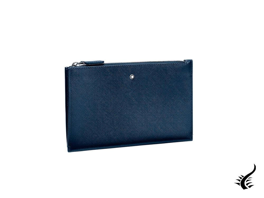Montblanc Sartorial Small Pouch, Leather, Cotton, Blue, Zip, 128573