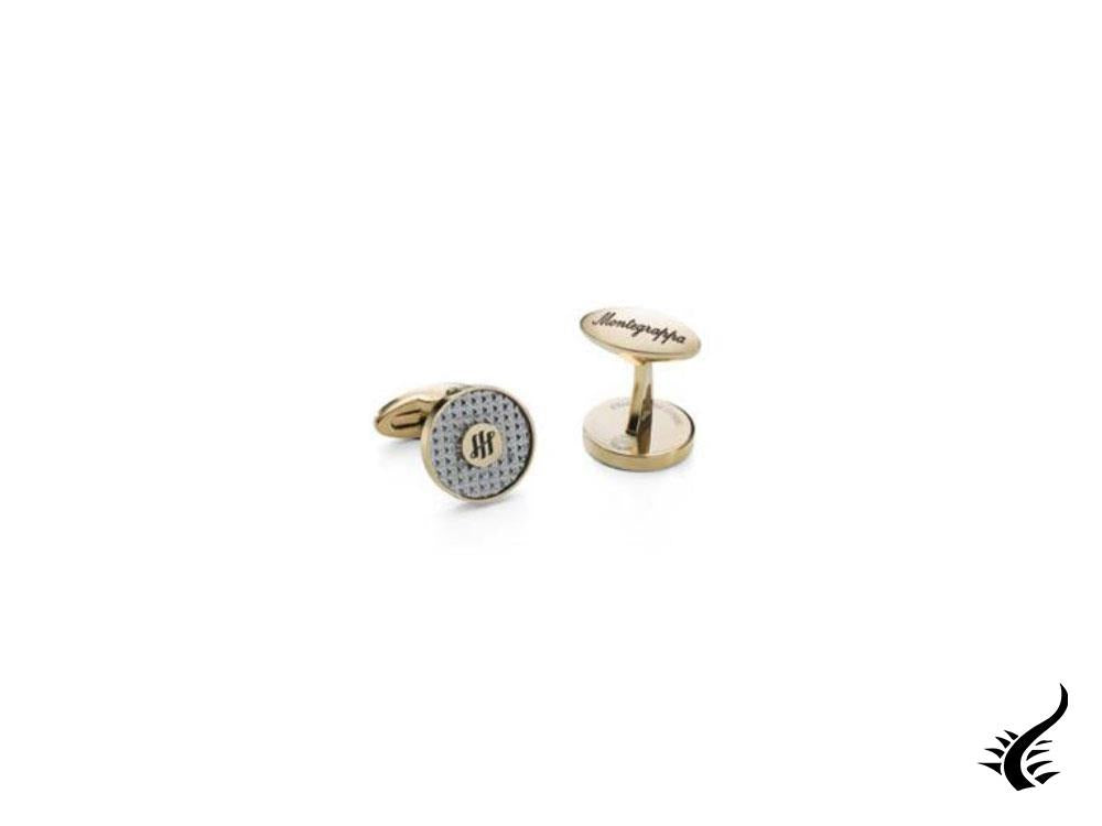 Boutons de manchette Montegrappa Clou Ambigram, acier inoxydable, or jaune IP, IDA3CLYS
