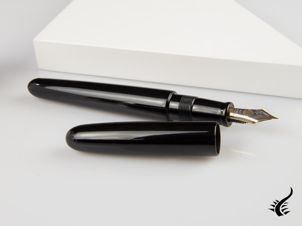 Nakaya Cigar Kuro-Roiro Fountain Pen Portable, Black, 14k Gold bicolour