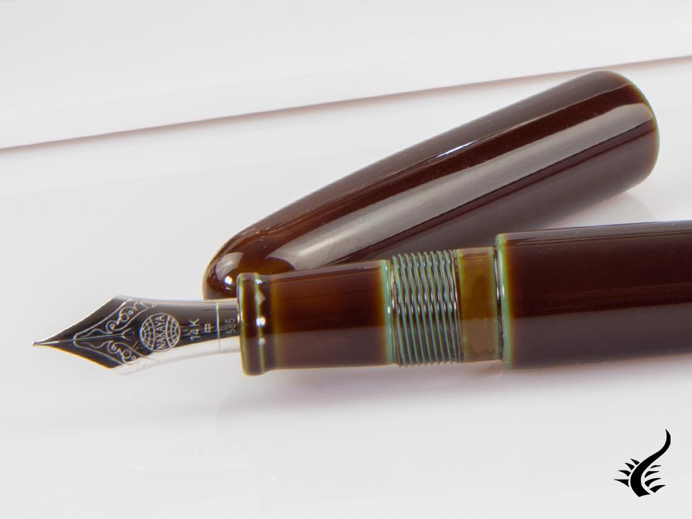 Stylo plume portable Nakaya Cigar Heki-Tamenuri, laque Ebonite Urushi