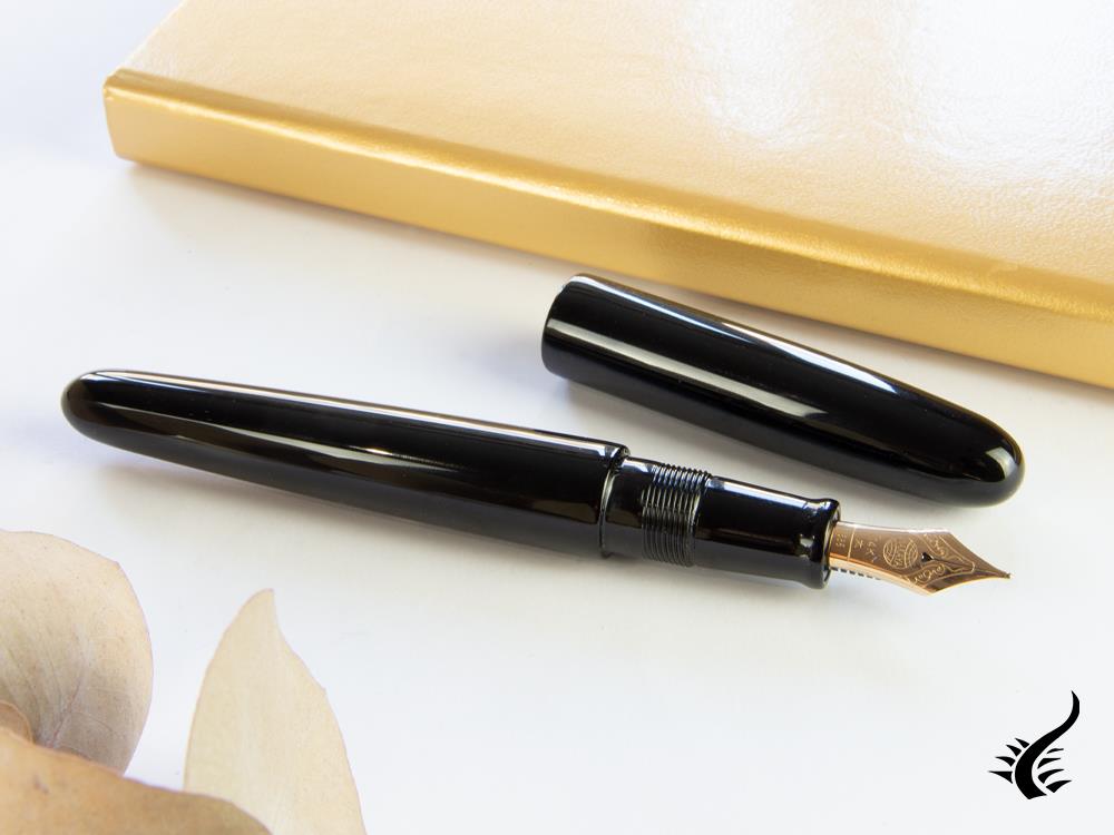 Nakaya Cigar Kuro-Roiro Portable Black Fountain Pen, Urushi lacquer