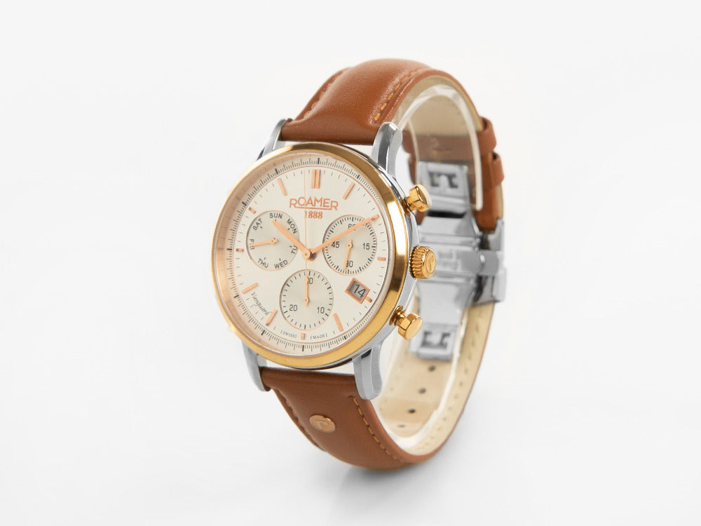 Montre à quartz Roamer Vanguard Chrono II, blanche, 42 mm, 975819 49 15 09