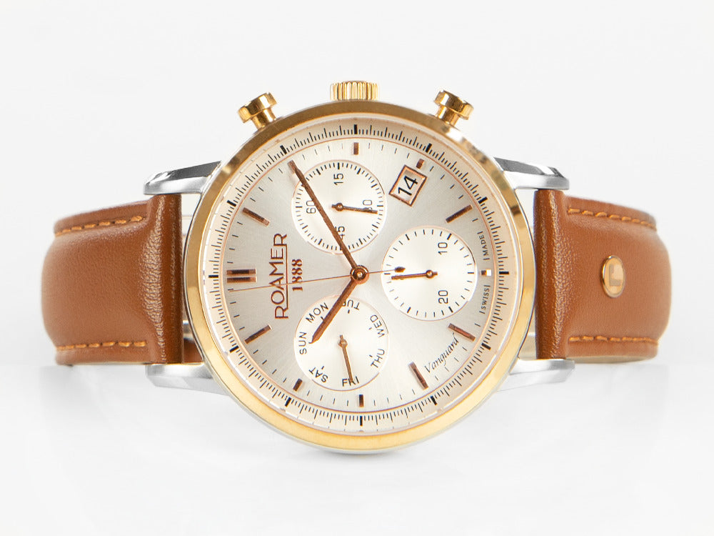 Montre à quartz Roamer Vanguard Chrono II, blanche, 42 mm, 975819 49 15 09