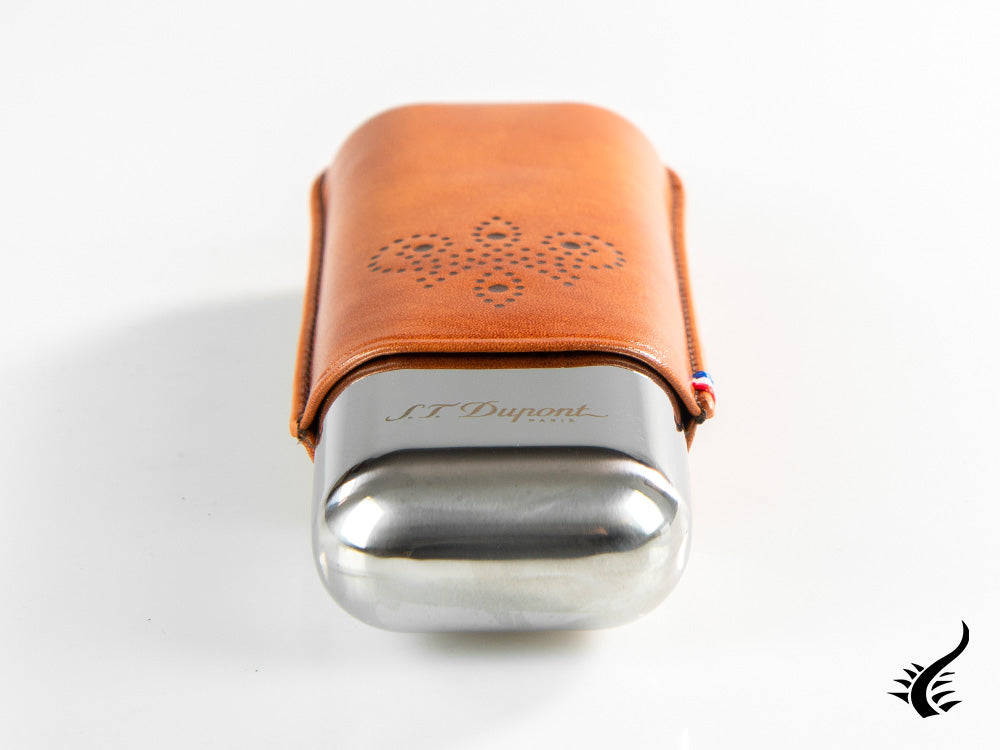 S.T. Dupont Accesorios Case Derby, Leather, Metal base, 3 Cigars, Brown, 183119