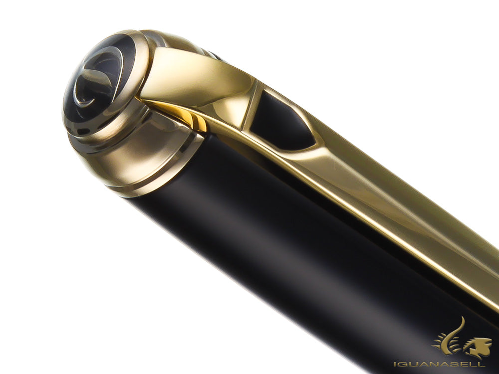 S.T. Dupont New Line D Medium Fountain Pen, Lacquer, Black, Gold trim