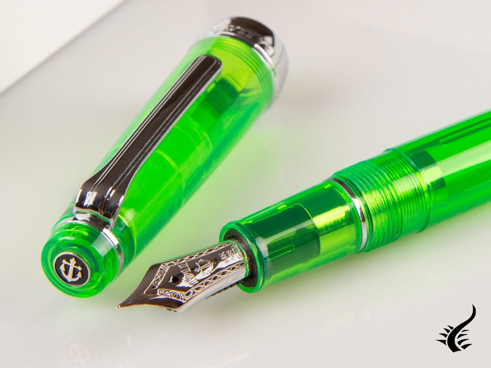 Sailor Professional Gear Slim Demonstrator Fountain Pen, Green, Chrome