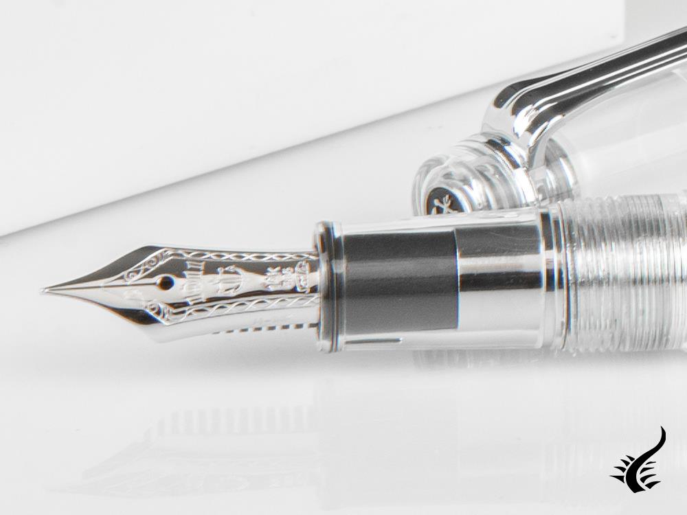 Sailor Professional Gear Slim Demonstrator Silver Fountain Pen, Chrome