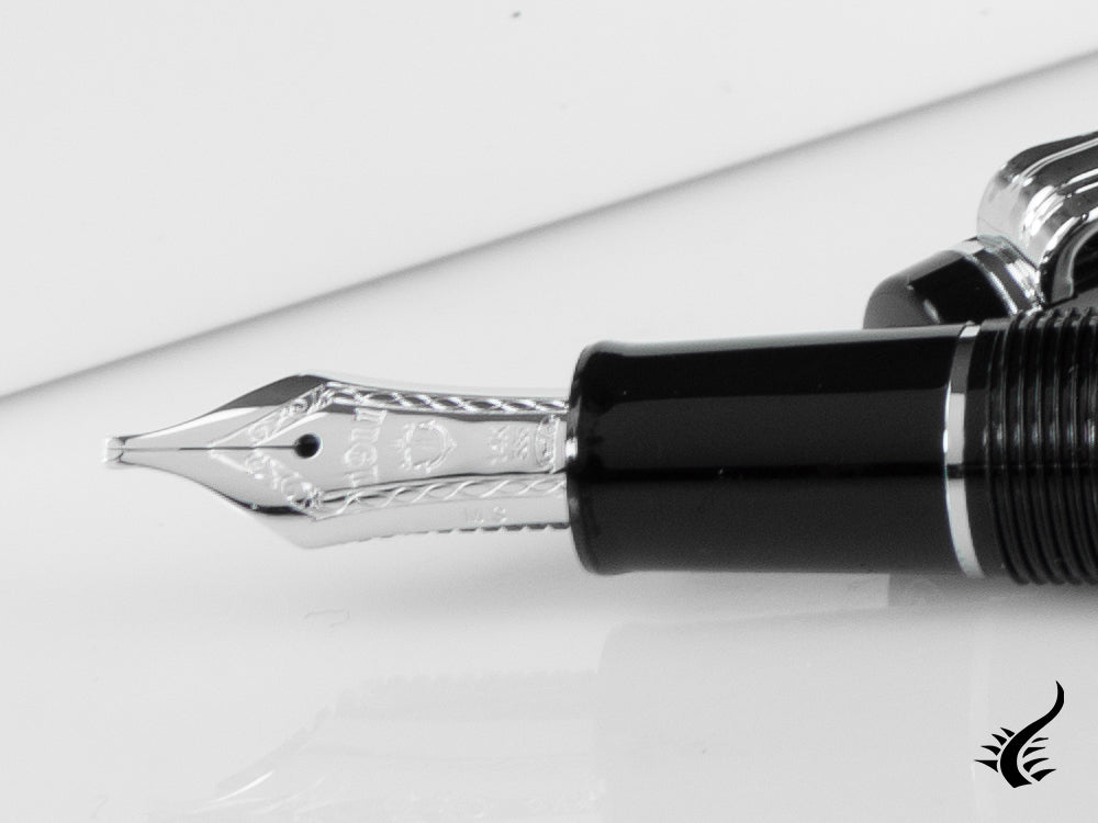 Sailor Professional Gear Slim Silver Fountain Pen, Black, Rhodium trim