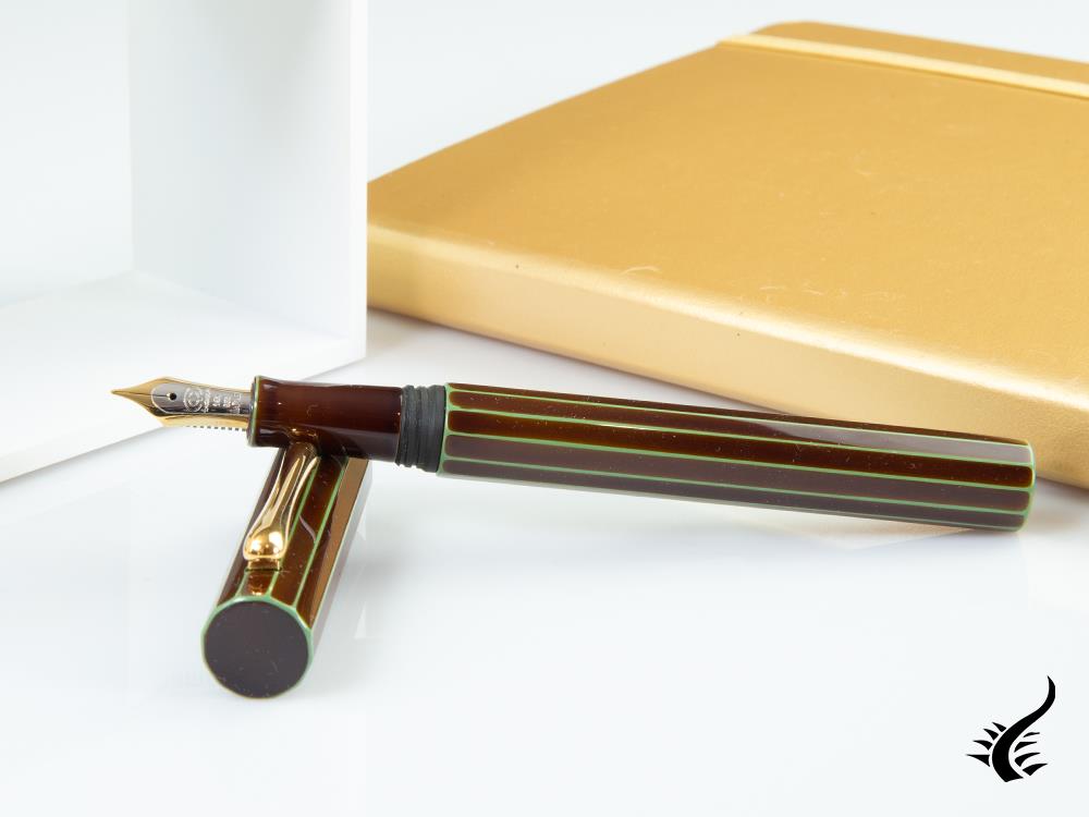 Taccia Kaku-Tate LE Thin Stripe Money Fountain Pen, Ebonite and Urushi
