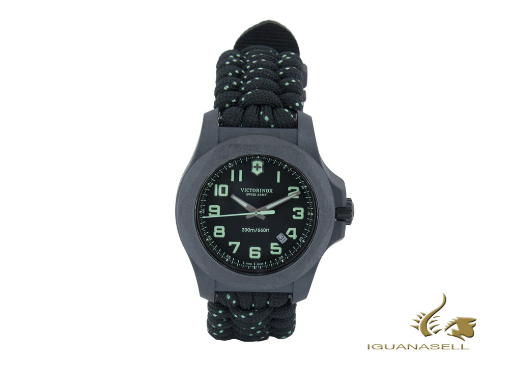 Victorinox I.N.O.X. Carbon Quartz Watch, Black, 43 mm, Paracord, V241859